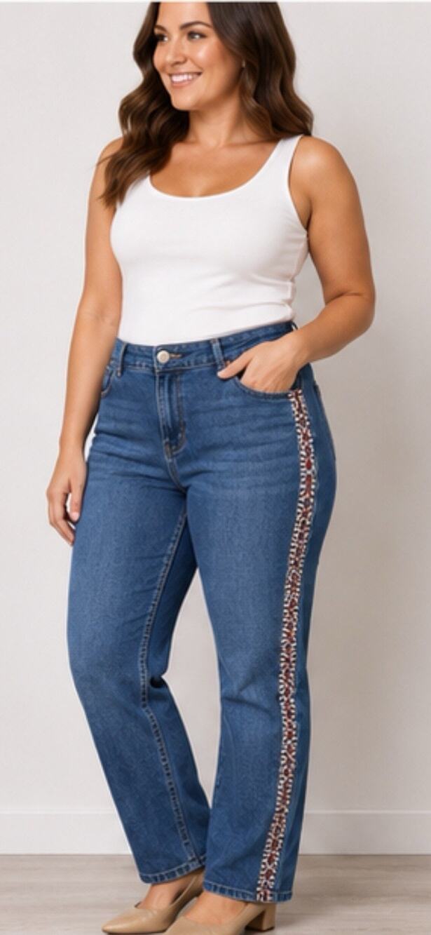 M&Co Plus Women’s Denim Pants Blue Elastic Waist Drawstring Plus Size 17